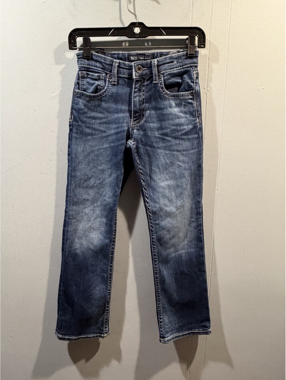 Kids Boys BKE Conner Bootcut Jeans Size 12 Distressed Blue